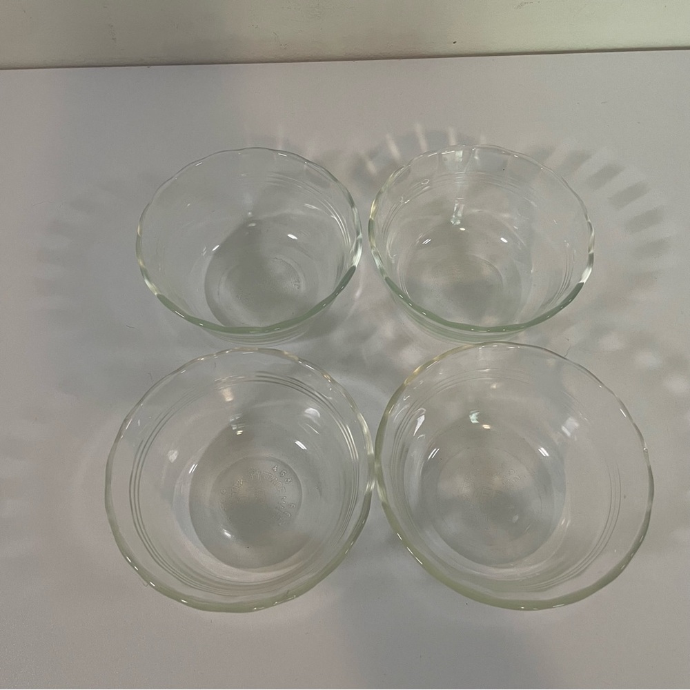 Pyrex Mixed Vintage Clear Glass 4  Line Custard Cups Ramekin 6oz 175mL